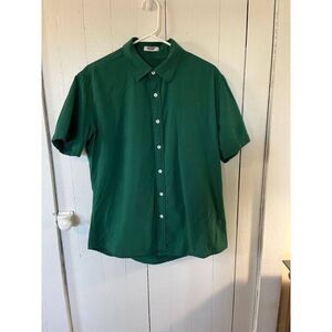 Linen Blend Mens Button Up Green